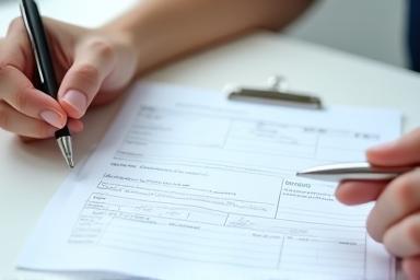 Close up of a visa application form